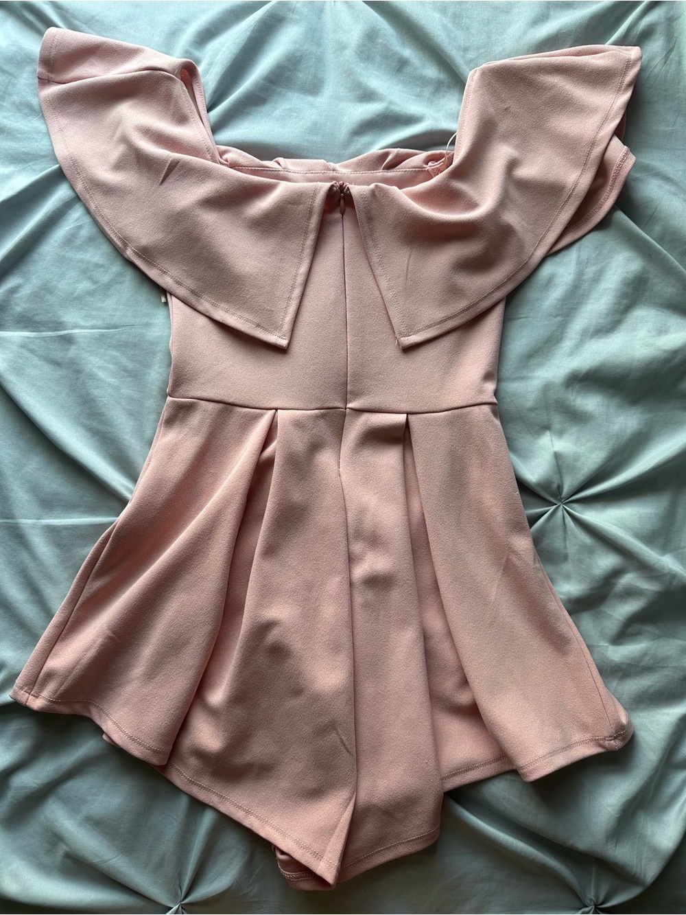 Revamped Pink Off-Shoulder Ruffle Romper - Picture 2 of 2